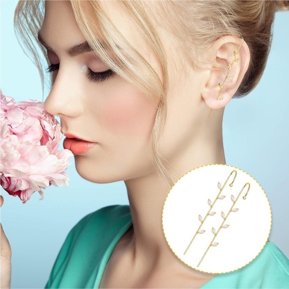 Gold and Silver Cuff Crawler Hook Earrings Set - Picture 5 of 16